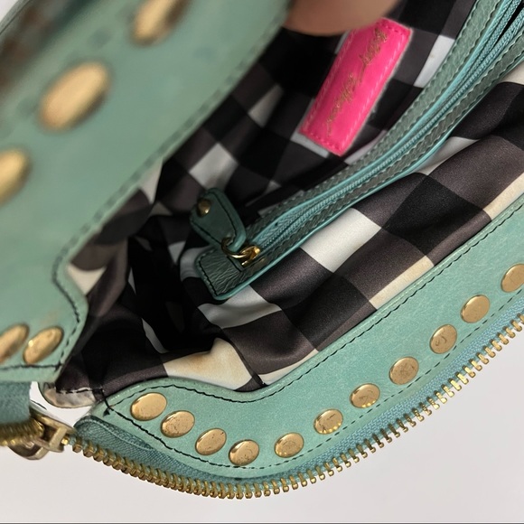 Betsey Johnson Turquoise Leather Handbag with Studs - Picture 5 of 10